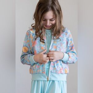 Mila & Rose BLUE RETRO UNICORNS SATIN JACKET